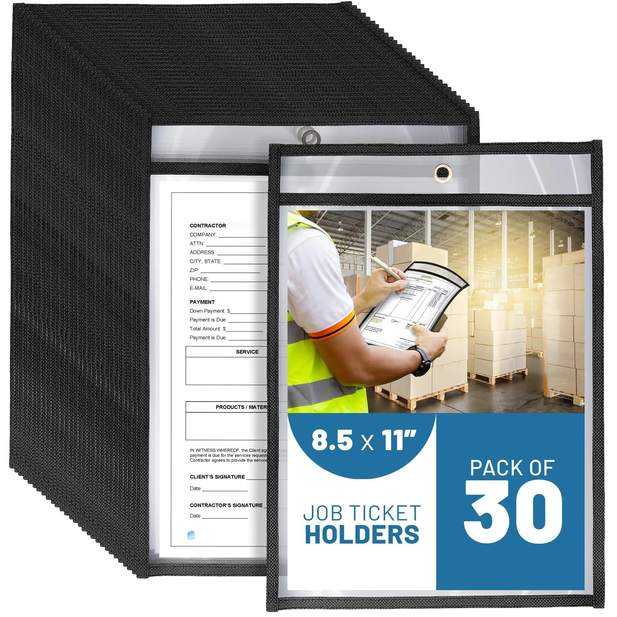 JUZARI Heavy Duty Sheet Protectors 8.5x11 Inch (30 Pack) | Clear Plastic Sleeves for Documents with Dry Erase Surface - main product image