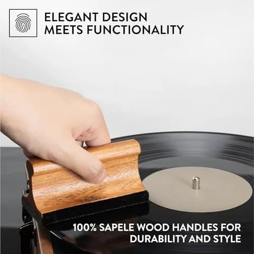 Big Fudge Vinyl Record Cleaning Kit - Collector's Edition - 100% Sapele Wood Vinyl Accessories - Velvet Vinyl Record Cleaner, Anti-Static Vinyl Brush, Stylus Brush and Vinyl Cleaner Solution w/Case thumbnail 4