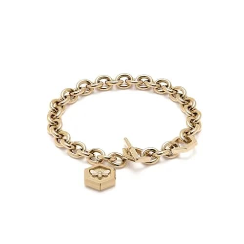 Olivia Burton Signature Minima Bee Toggle Bracelet | Hypoallergenic Stainless Steel, Gold Plated, 6.5 in | Gift for Her thumbnail 1
