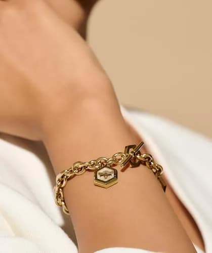 Olivia Burton Signature Minima Bee Toggle Bracelet | Hypoallergenic Stainless Steel, Gold Plated, 6.5 in | Gift for Her thumbnail 2