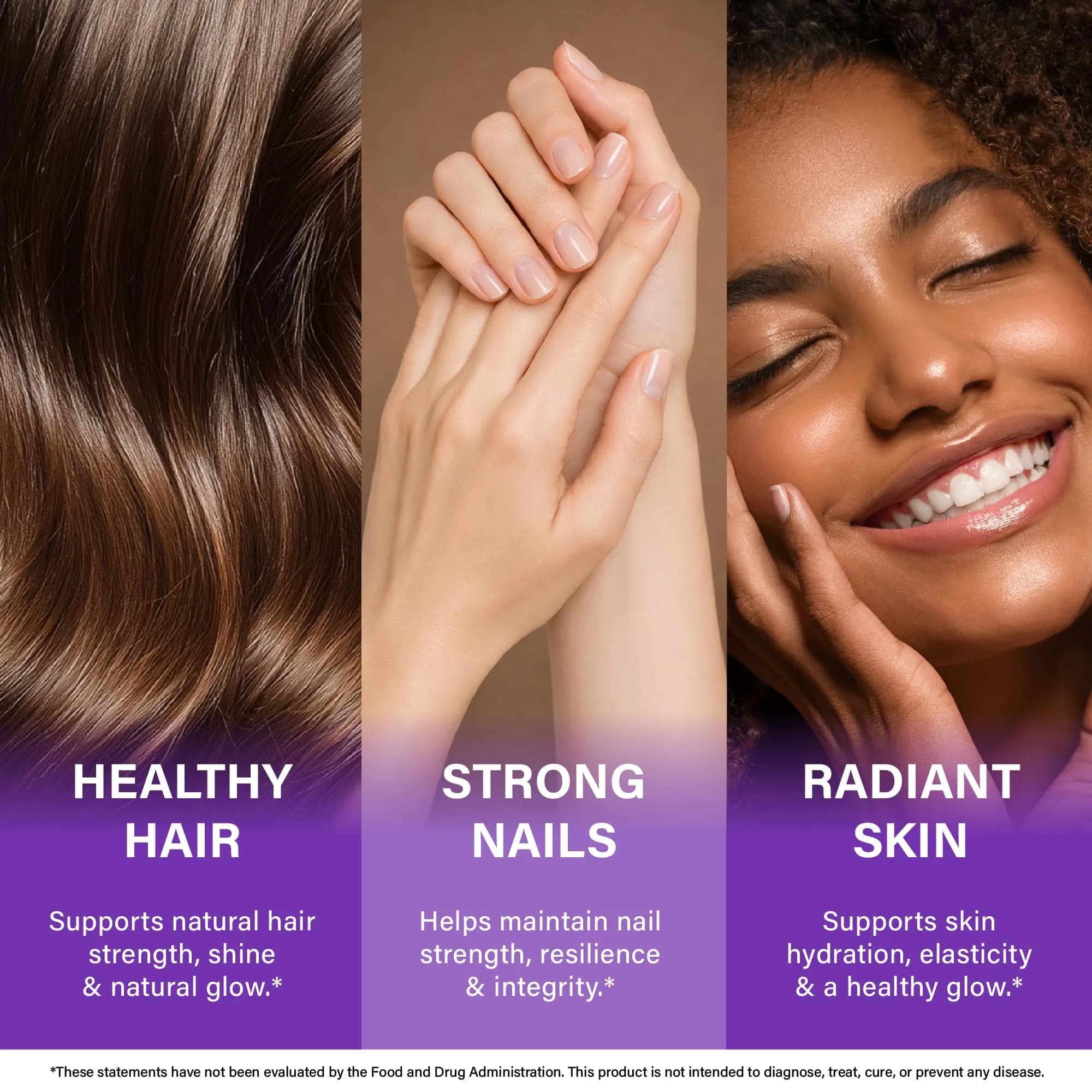 NUTRAHARMONY Biotin Collagen Keratin Hyaluronic Acid Capsules | Supports Hair Growth, Skin & Nails (120 Count) - view 2