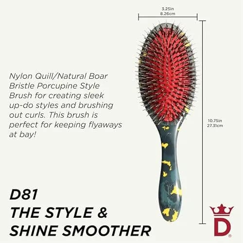 Denman D81M Boar Bristle Hair Brush – Smoothing, Shine & Detangling for All Hair Types | 2.44 in (6.2 cm) Wide thumbnail 2