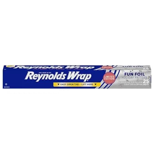 Reynolds Wrap Fun Foil Embossed Holiday Pattern Aluminum Foil Roll 25 Sq. Ft. (22.86 cm x 7.64 m) | Festive Food Gift Wrapping thumbnail 1