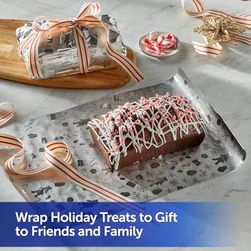 Reynolds Wrap Fun Foil Embossed Holiday Pattern Aluminum Foil Roll 25 Sq. Ft. (22.86 cm x 7.64 m) | Festive Food Gift Wrapping thumbnail 3