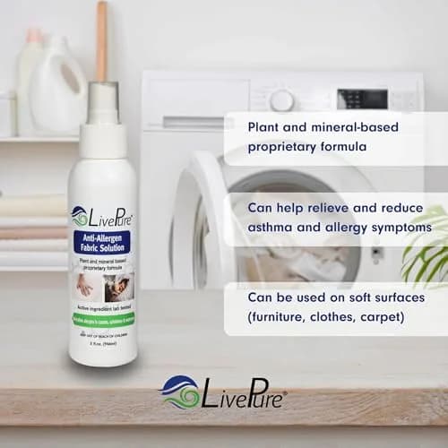 LivePure Anti-Allergen Fabric Spray 74ml (3 Fl Oz) 5-Pack | Plant-Based Allergy Relief for Dust Mites & Pet Dander thumbnail 4