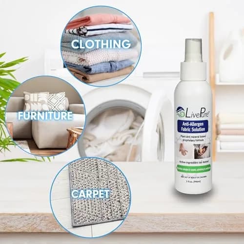 LivePure Anti-Allergen Fabric Spray 74ml (3 Fl Oz) 5-Pack | Plant-Based Allergy Relief for Dust Mites & Pet Dander thumbnail 5