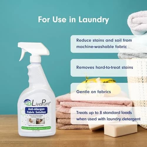 LivePure Anti-Allergen Fabric Spray 1893ml (64 Fl Oz) | Plant & Mineral-Based Formula for Household Surfaces thumbnail 5