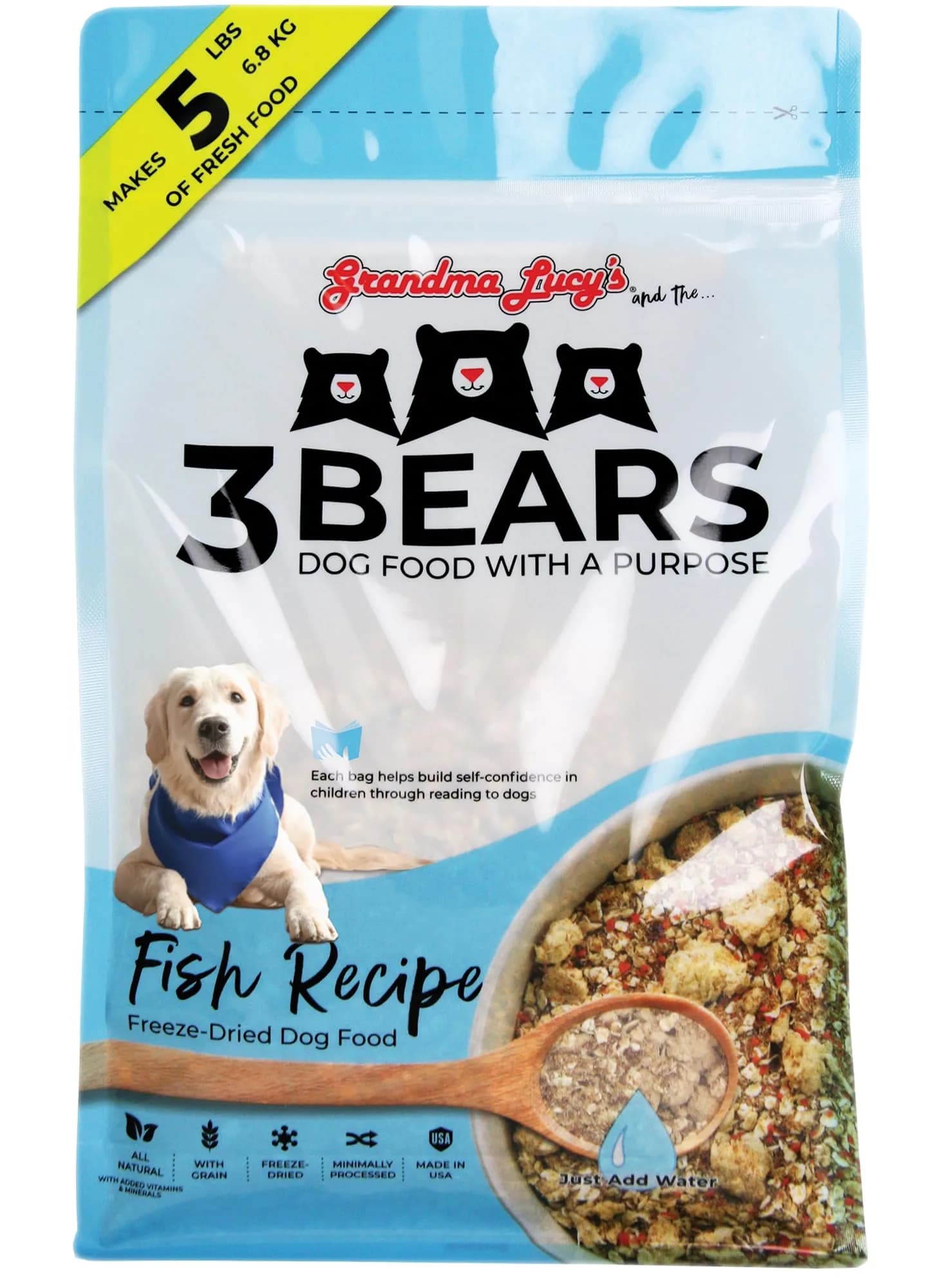 Grandma Lucy's 3 Bears Fish Dog Food 1lb | Complete, Grain-Inclusive, USA Made — Fish / 1 Pound