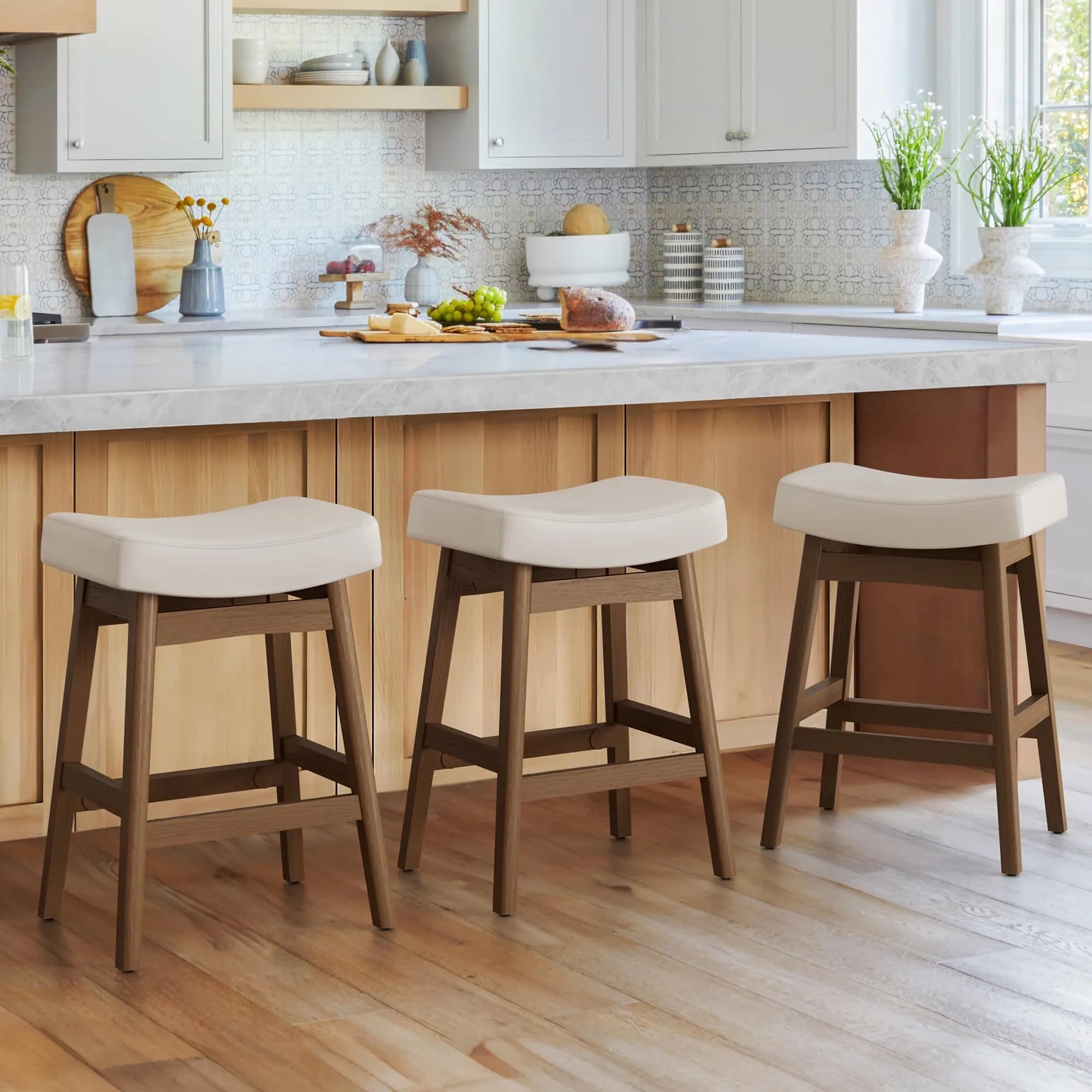 Cozyman Bar Stools Set of 2 | Farmhouse Counter Height Stools for Kitchen & Dining