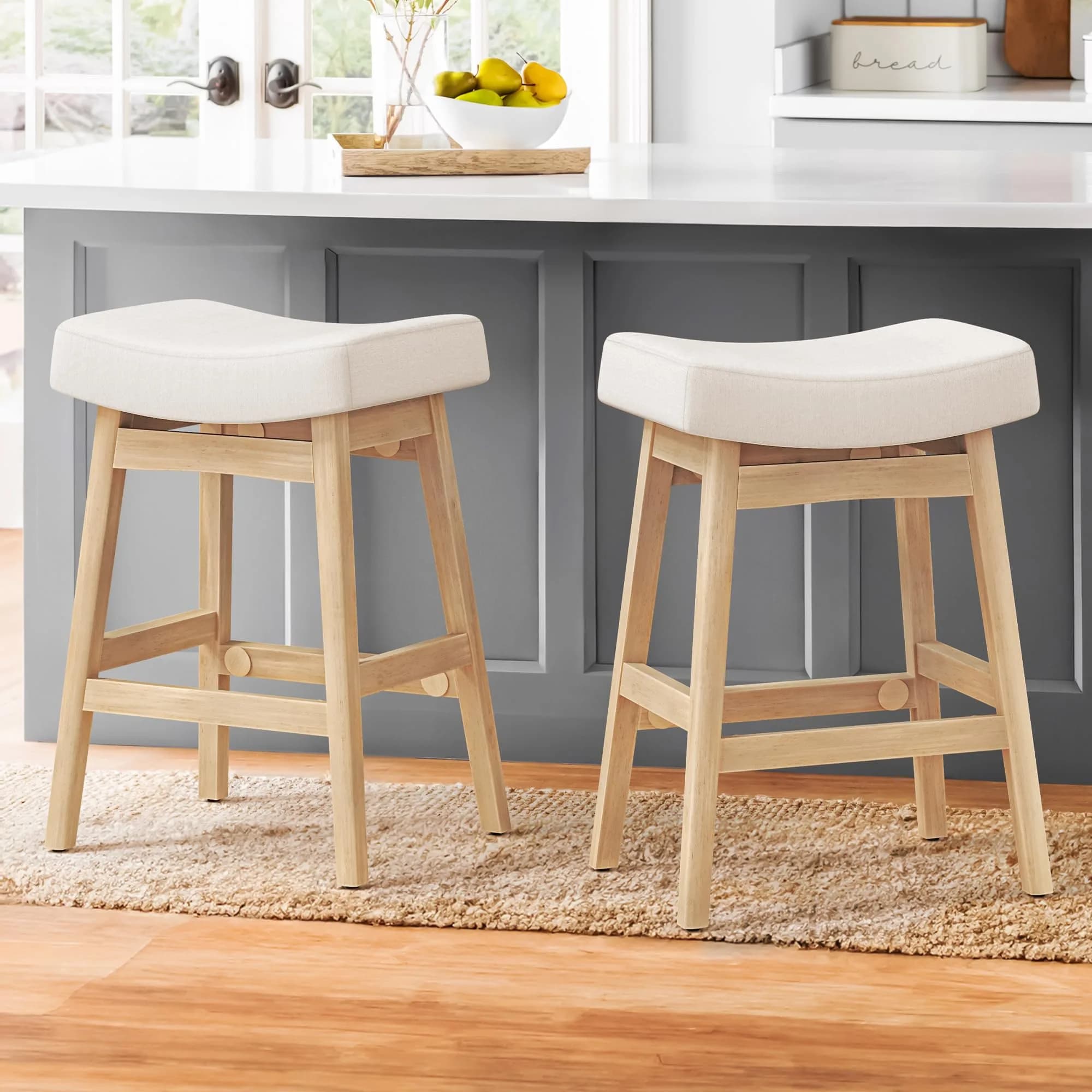 Cozyman Bar Stools Set of 2 | Farmhouse Counter Height Stools for Kitchen & Dining
