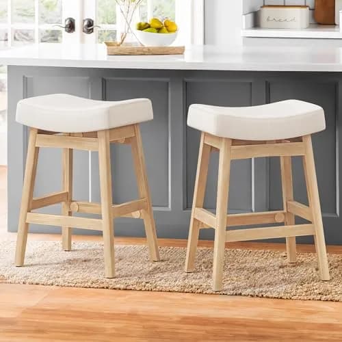 Cozyman Bar Stools Set of 2 | Farmhouse Counter Height Stools for Kitchen & Dining thumbnail 1