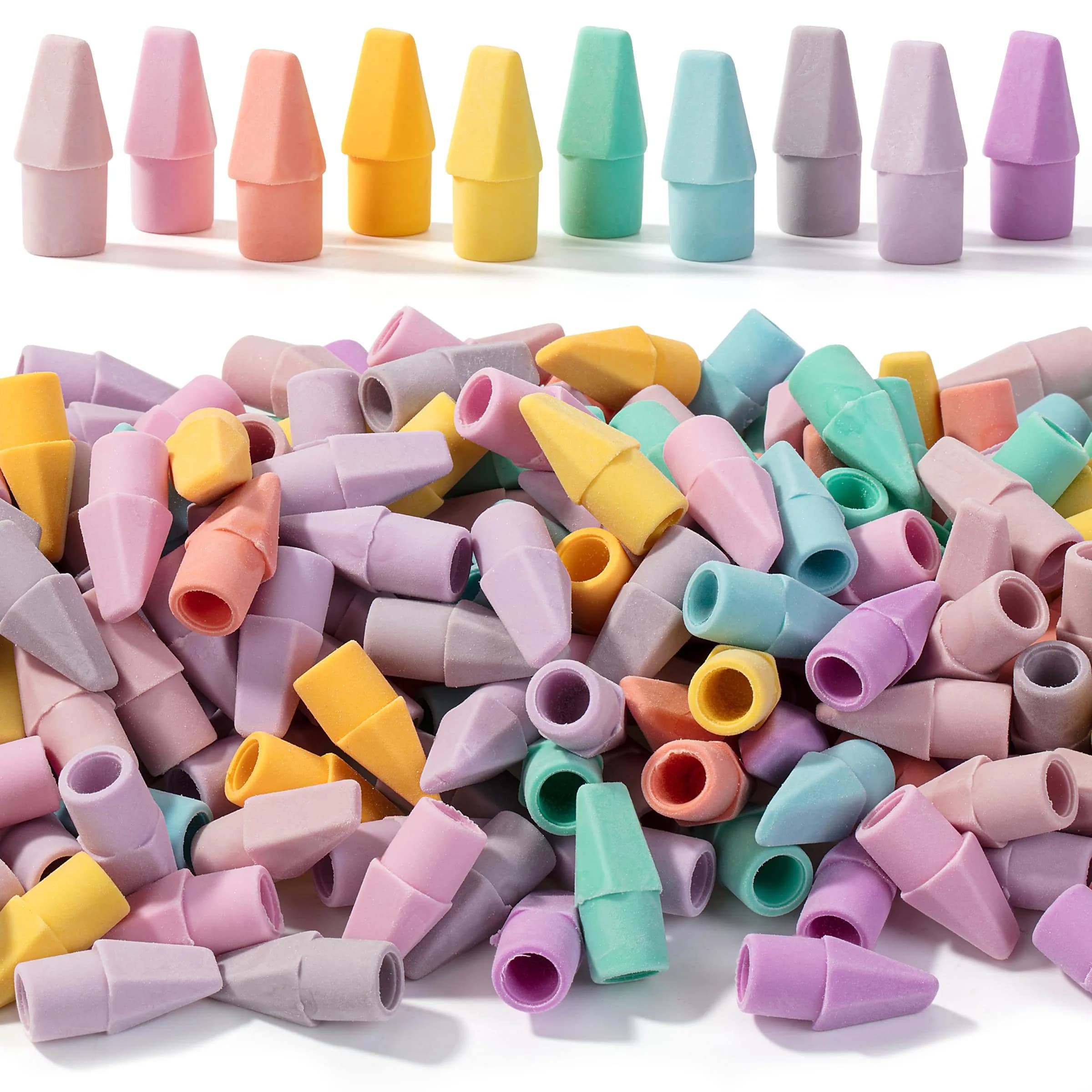 Mr. Pen Pastel Pencil Eraser Toppers, 500 Pack, Latex Free, Non-Smudge | Bulk Value Pack Erasers for Students - main product image