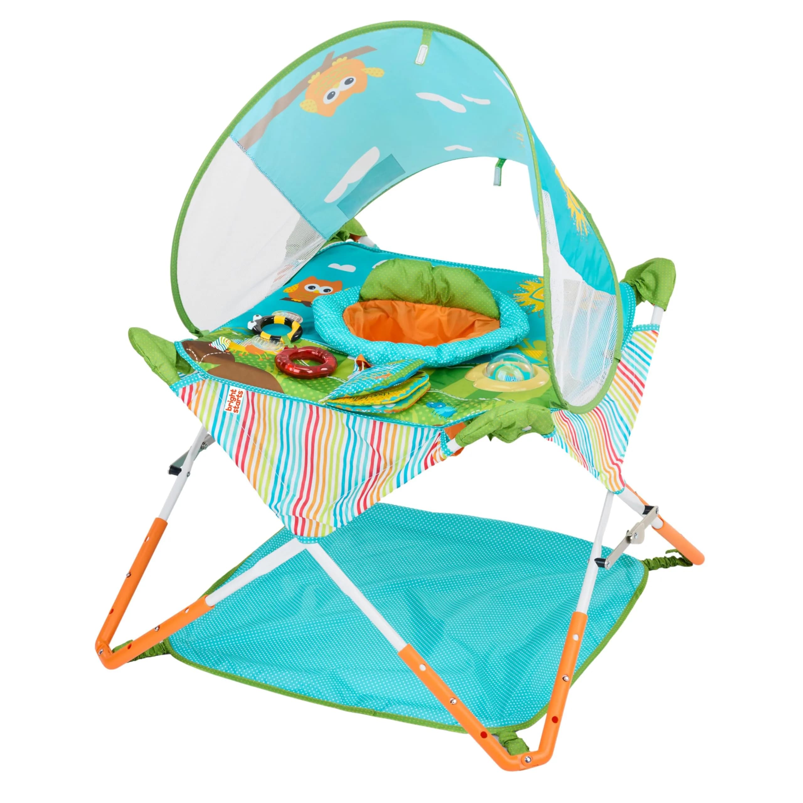 Bright Starts Pop 'N Jump Portable Baby Jumper | Foldable Indoor/Outdoor Enchanting Forest Fun for 6-12 Months