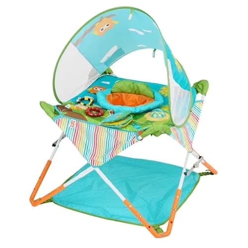 Bright Starts Pop 'N Jump Portable Baby Jumper | Foldable Indoor/Outdoor Enchanting Forest Fun for 6-12 Months thumbnail 1