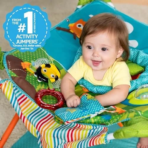 Bright Starts Pop 'N Jump Portable Baby Jumper | Foldable Indoor/Outdoor Enchanting Forest Fun for 6-12 Months thumbnail 4