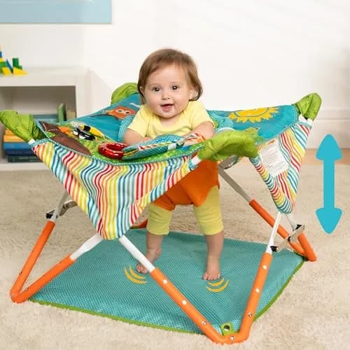 Bright Starts Pop 'N Jump Portable Baby Jumper | Foldable Indoor/Outdoor Enchanting Forest Fun for 6-12 Months thumbnail 2