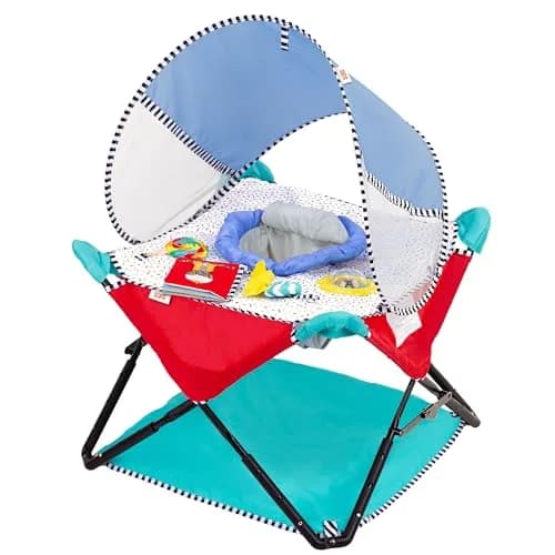 Bright Starts Pop 'N Jump Portable Baby Jumper with Sensory Toys | Foldable Indoor/Outdoor Baby Activity Seat (6-12 Months) thumbnail 1
