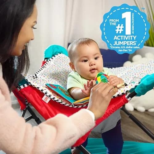 Bright Starts Pop 'N Jump Portable Baby Jumper with Sensory Toys | Foldable Indoor/Outdoor Baby Activity Seat (6-12 Months) thumbnail 4