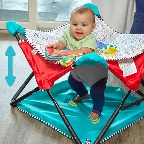 Bright Starts Pop 'N Jump Portable Baby Jumper with Sensory Toys | Foldable Indoor/Outdoor Baby Activity Seat (6-12 Months) thumbnail 2