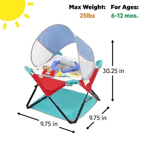 Bright Starts Pop 'N Jump Portable Baby Jumper with Sensory Toys | Foldable Indoor/Outdoor Baby Activity Seat (6-12 Months) thumbnail 3