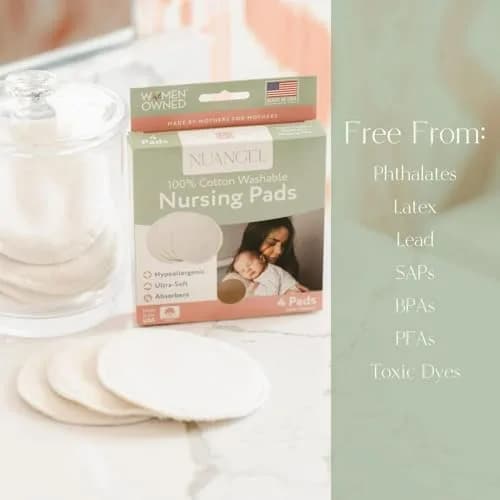 NuAngel Washable Nursing Pads 4 Pack Natural | Soft Cotton Breast Pads for New Moms thumbnail 4