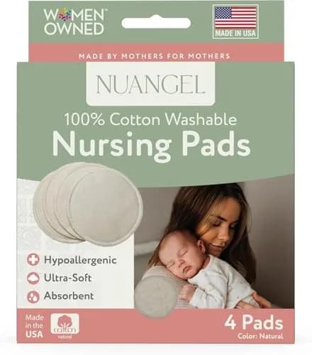 NuAngel Washable Nursing Pads 4 Pack Natural | Soft Cotton Breast Pads for New Moms thumbnail 8