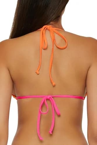 BCA by Rebecca Virtue Block Party Women's Triangle Bikini Top, Adjustable, Tie Back, White, Large | Versatile, Comfortable Fit thumbnail 4
