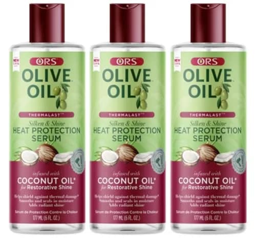 ORS Olive Oil Heat Protection Serum with Coconut Oil, 6 oz (Pack of 3) | High Shine & Heat Shield for All Hair Types thumbnail 1