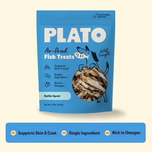 PLATO Single Ingredient Baltic Sprat Dog Treats 7.5 oz | Omega-Rich, Air-Dried Fish for Skin & Coat thumbnail 6