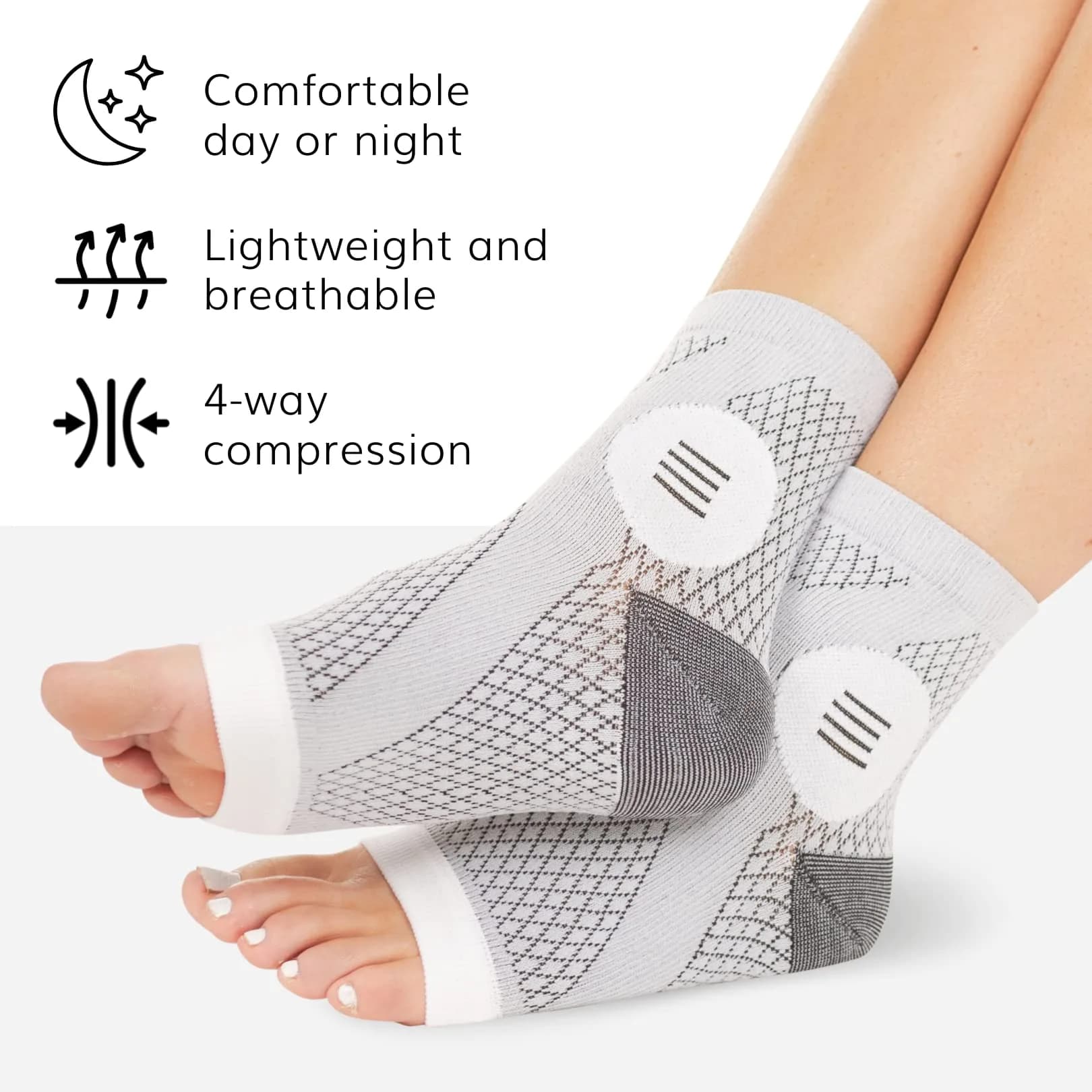 BraceAbility Neuropathy Socks - Large, Gray, 3 Pairs | Medical Compression for Nerve Pain - view 3