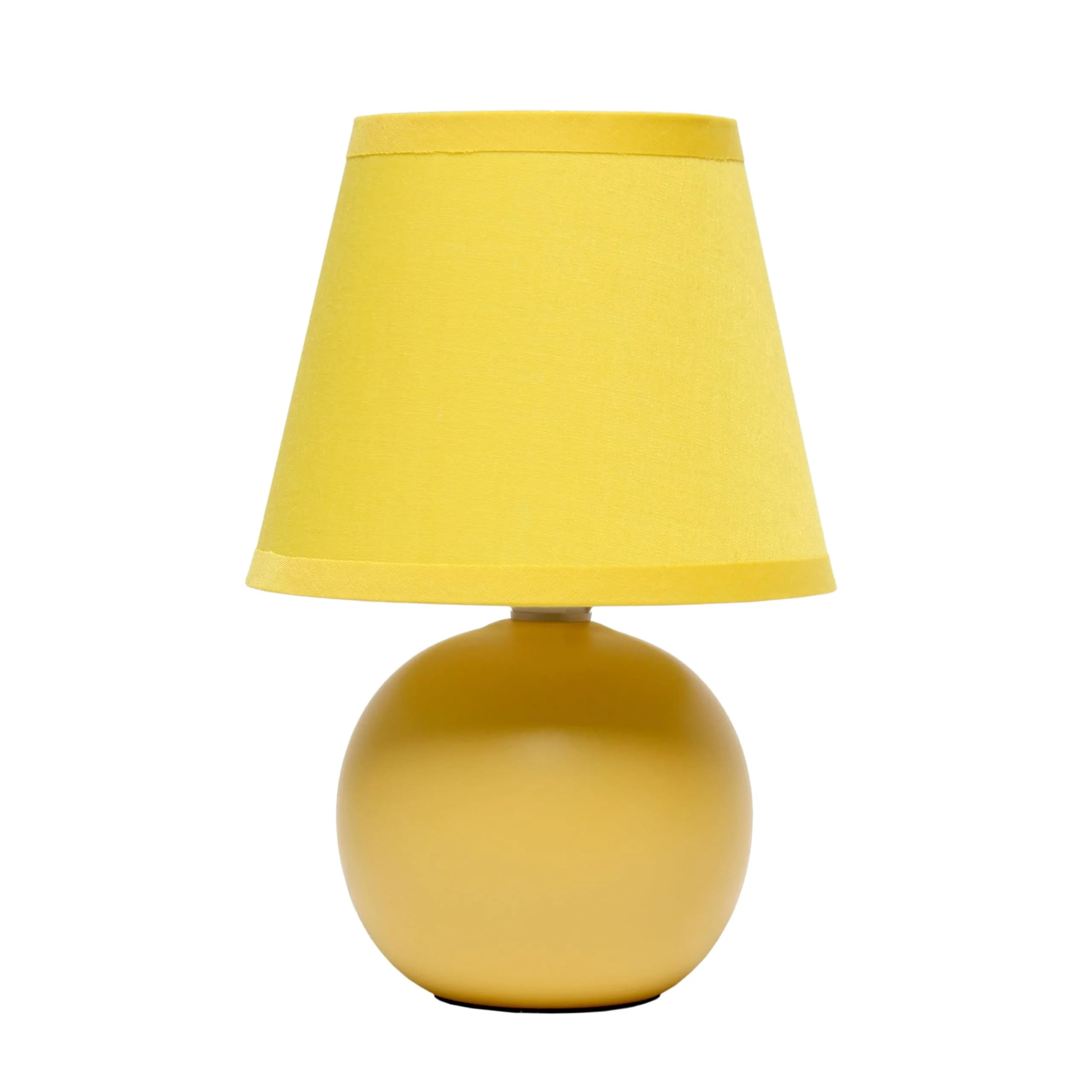 Simple Designs 8.66" 2-Pack Chic Little Globe Ceramic Table Lamp Set with Matching Tapered Shade for Living Room, Bedroom, Office