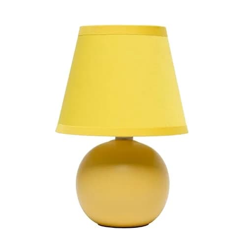 Simple Designs 8.66" 2-Pack Chic Little Globe Ceramic Table Lamp Set with Matching Tapered Shade for Living Room, Bedroom, Office thumbnail 1