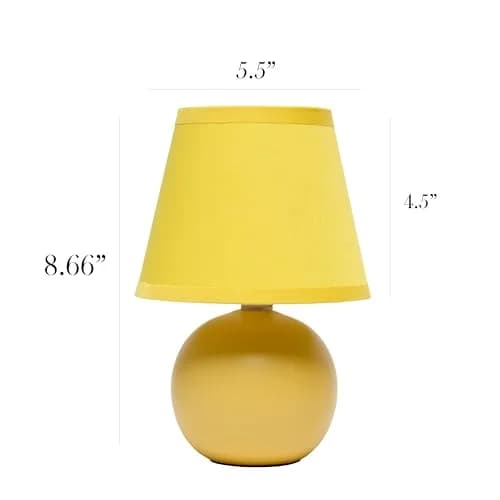 Simple Designs 8.66" 2-Pack Chic Little Globe Ceramic Table Lamp Set with Matching Tapered Shade for Living Room, Bedroom, Office thumbnail 5