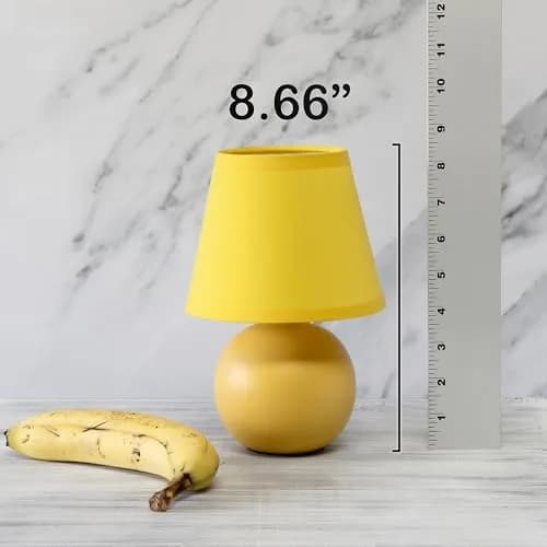 Simple Designs 8.66" 2-Pack Chic Little Globe Ceramic Table Lamp Set with Matching Tapered Shade for Living Room, Bedroom, Office thumbnail 6