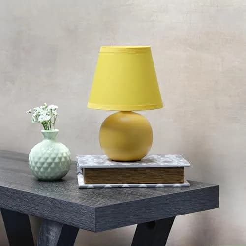 Simple Designs 8.66" 2-Pack Chic Little Globe Ceramic Table Lamp Set with Matching Tapered Shade for Living Room, Bedroom, Office thumbnail 3