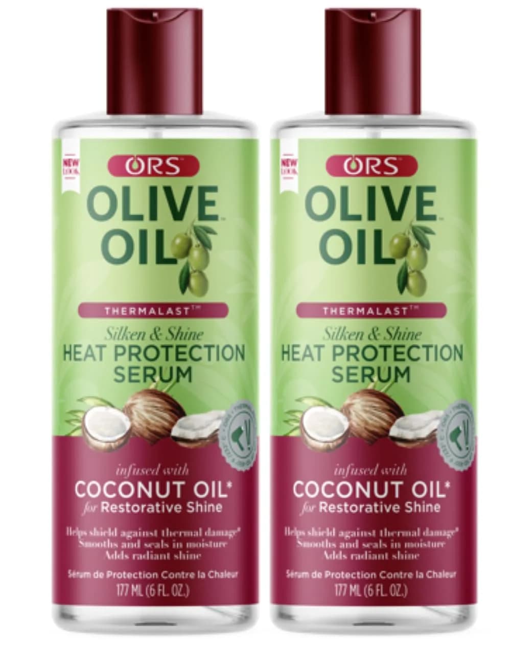 ORS Olive Oil Heat Protection Hair Serum with Coconut Oil, 355ml (12 Fl Oz) Pack of 2 | Shields Hair from Heat Damage — Pack of 2
