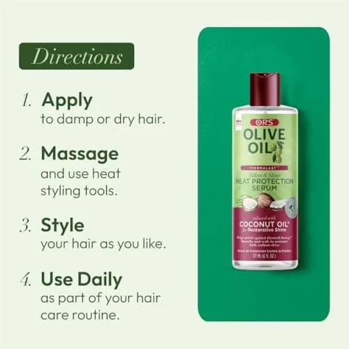 ORS Olive Oil Heat Protection Hair Serum with Coconut Oil, 355ml (12 Fl Oz) Pack of 2 | Shields Hair from Heat Damage thumbnail 6
