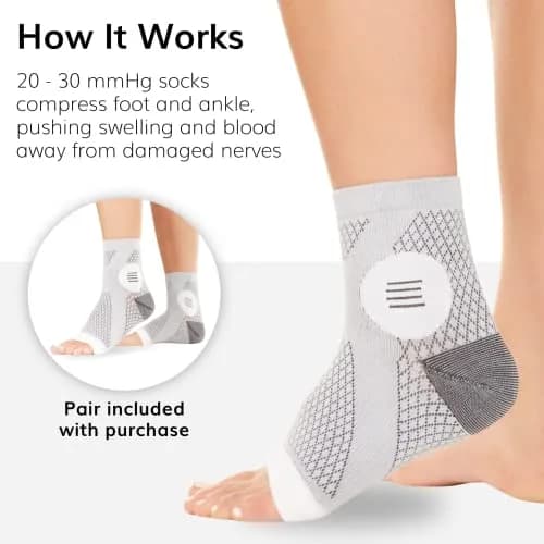 BraceAbility Neuropathy Socks - Small, Gray, 3 Pairs | FDA Approved Medical Compression Garment for Nerve Pain Relief thumbnail 4