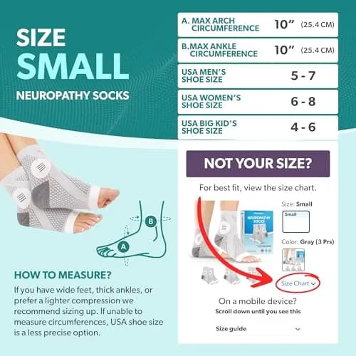 BraceAbility Neuropathy Socks - Small, Gray, 3 Pairs | FDA Approved Medical Compression Garment for Nerve Pain Relief thumbnail 2