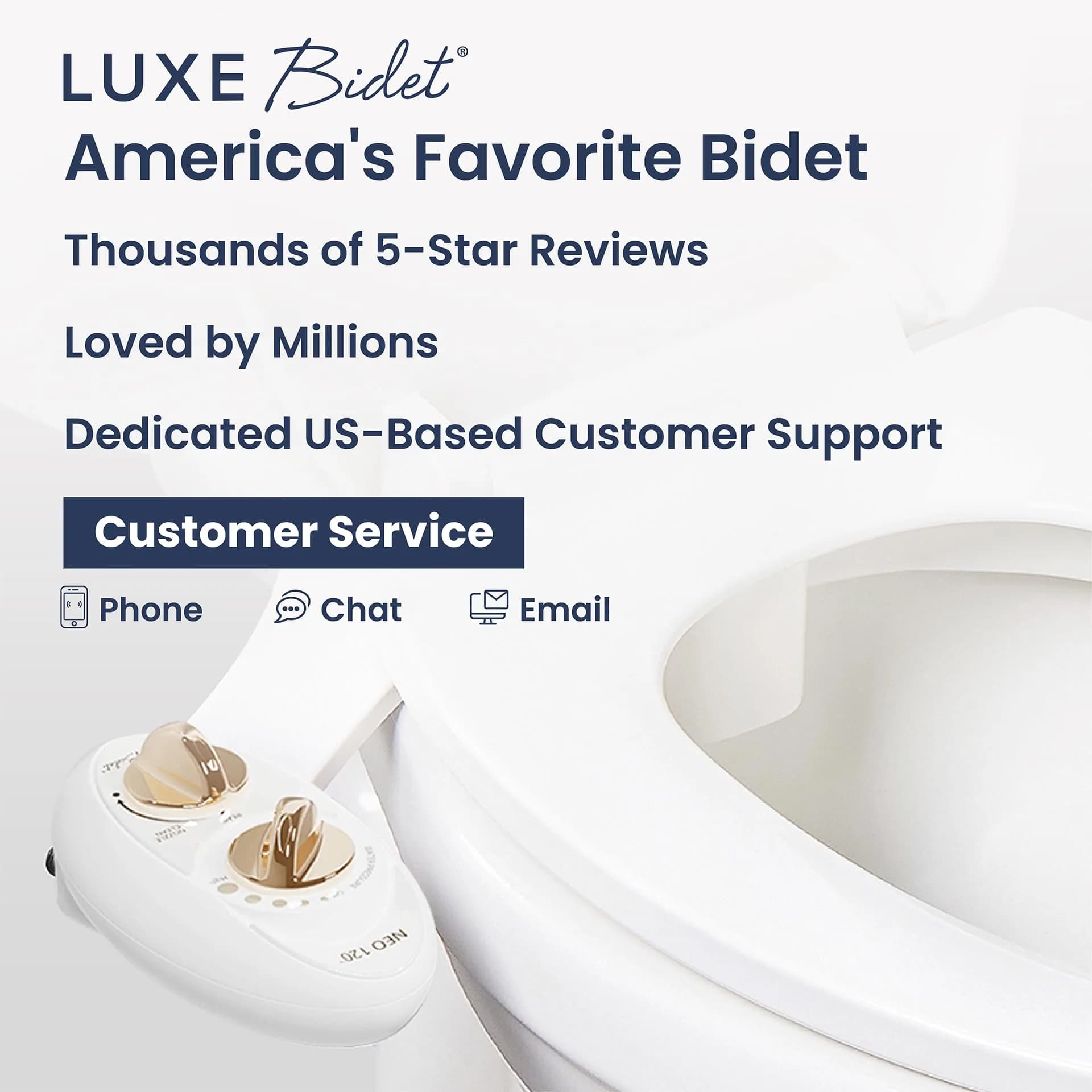 LUXE Bidet NEO 120 Gold Bidet Attachment for Toilet Seat 17.7 inches (45 cm) | Non-Electric Self-Cleaning Nozzle - view 7
