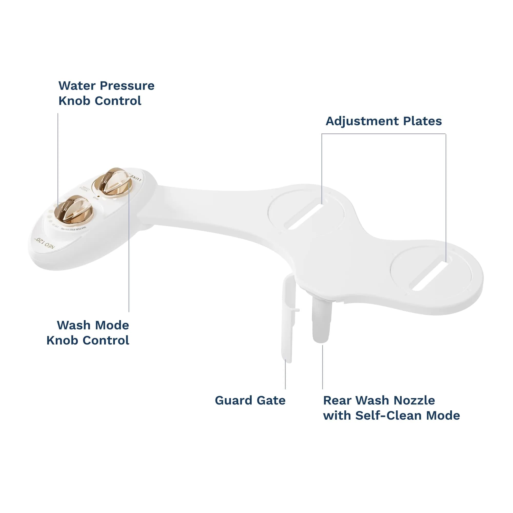 LUXE Bidet NEO 120 Gold Bidet Attachment for Toilet Seat 17.7 inches (45 cm) | Non-Electric Self-Cleaning Nozzle - view 8