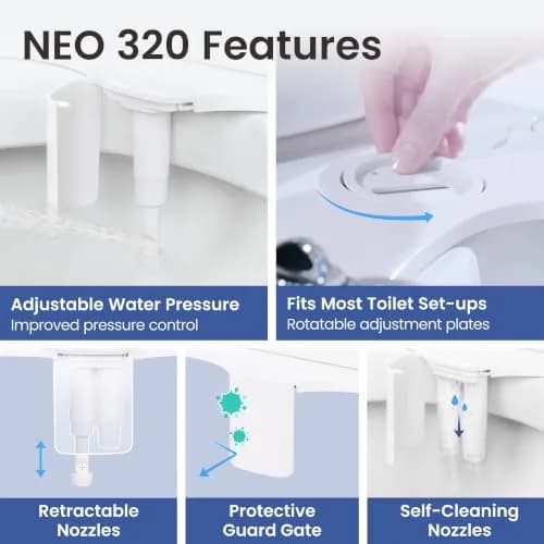 LUXE Bidet NEO 320 - Warm Water Bidet Attachment for Toilet Seat, Gold | Dual Nozzle, Self-Cleaning, Adjustable Pressure thumbnail 3