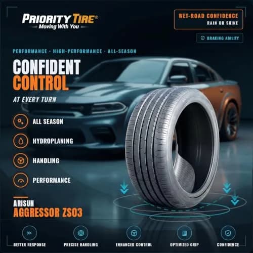 Arisun Aggressor ZS03 225/50R16 92W SL All Season Passenger Tire | High Performance, 16 Inch, All-Season Traction thumbnail 2