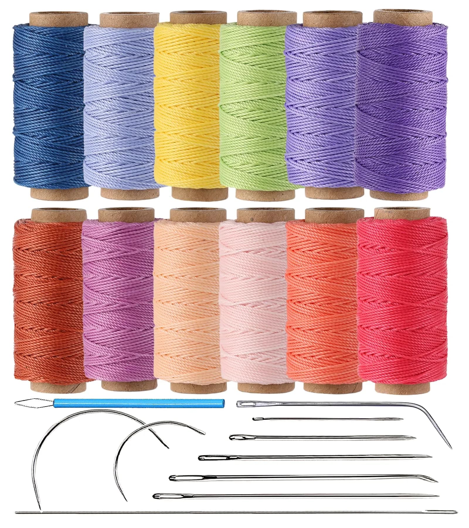 KIVISIN 12 Round Waxed Thread 0.8mm | Durable Leather & Jewelry Cord for Crafts — 0.8mm Heavy Duty