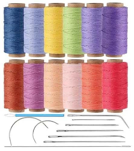 KIVISIN 12 Round Waxed Thread 0.8mm | Durable Leather & Jewelry Cord for Crafts thumbnail 1