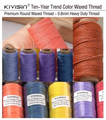 KIVISIN 12 Round Waxed Thread 0.8mm | Durable Leather & Jewelry Cord for Crafts thumbnail 6
