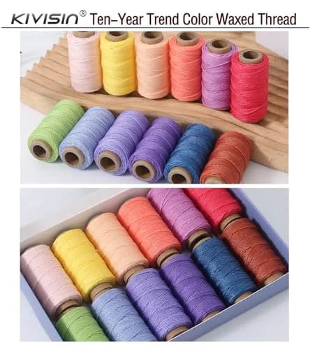 KIVISIN 12 Round Waxed Thread 0.8mm | Durable Leather & Jewelry Cord for Crafts thumbnail 7