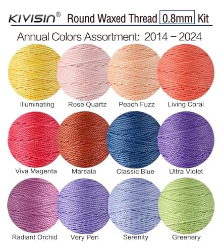 KIVISIN 12 Round Waxed Thread 0.8mm | Durable Leather & Jewelry Cord for Crafts thumbnail 2