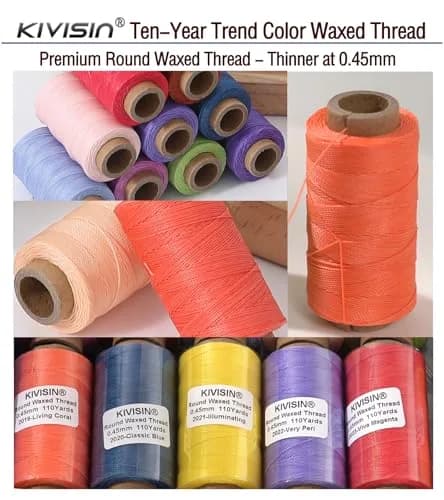 KIVISIN 12 Multicolor Round Waxed Thread 0.45mm | Waterproof, Durable & Vibrant (70-120 chars) thumbnail 6