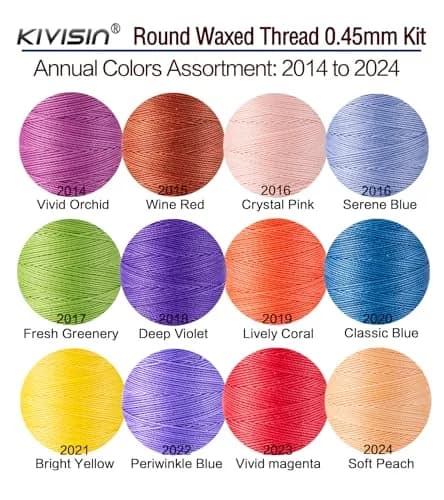 KIVISIN 12 Multicolor Round Waxed Thread 0.45mm | Waterproof, Durable & Vibrant (70-120 chars) thumbnail 2